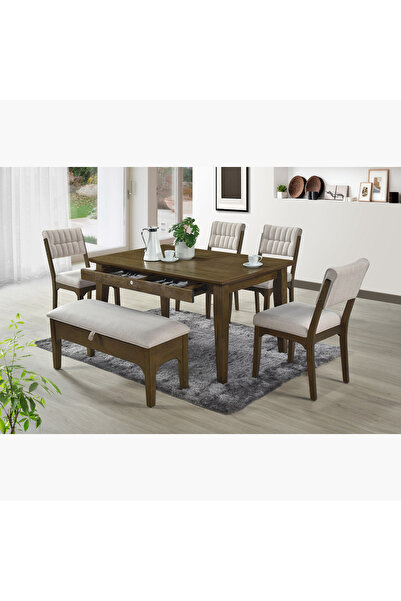 Home Box طقم طعام موكا بستة مقاعد مع مقعد