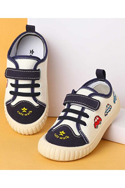 Cute Walk by Babyhug Velcro Closure Casual Shoes with Vehicle Design - Navy Blue