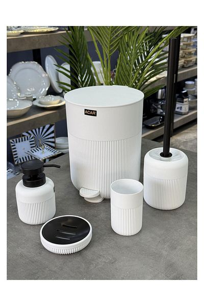 ACAR Luxury 5 Piece Acrylic Bathroom Set White