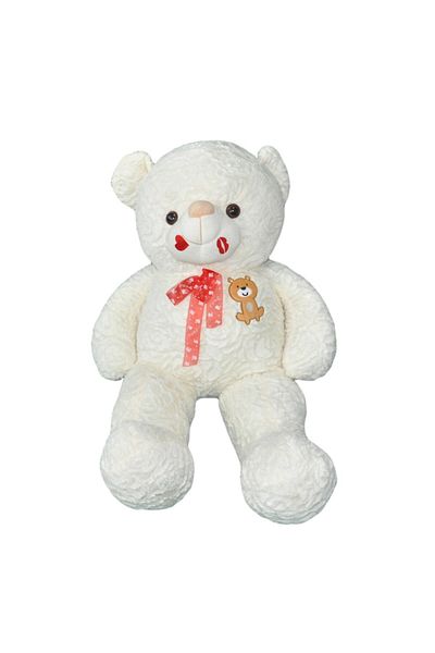 E EFRALL Giant Plush Bear with Red Bow, 110 cm, White