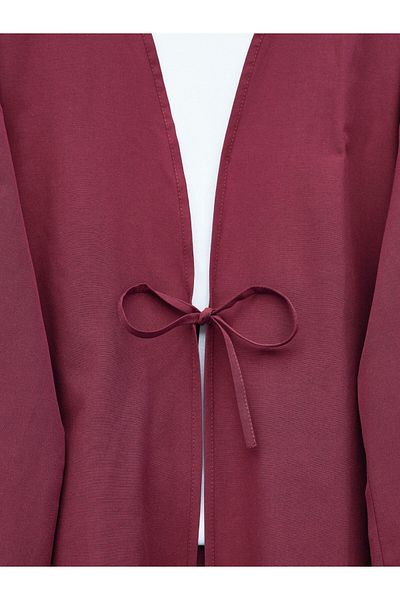 Modamorfo Kimono din poplin cu dantelă în față - roșu claret