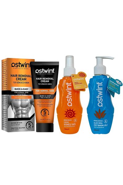 Ostwint Depilatory Cream Normal Skin 100ml Beach Oil Carrot 200ml After Sun Skin Care Gel Aloe Vera 200ml