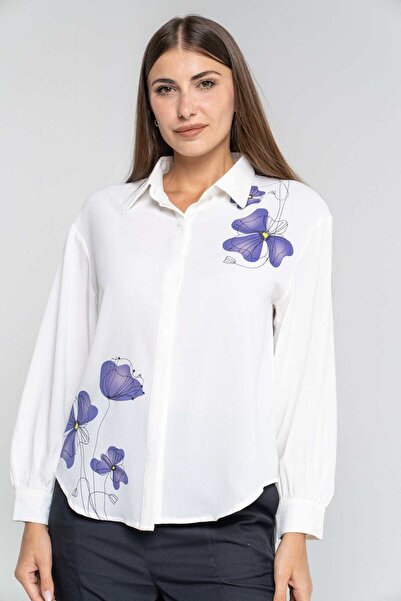 mica Floral Long-Sleeve Solid Shirt