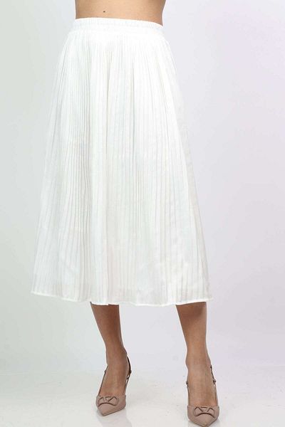 mica Pleated Midi Skirt with Elastic Waistband