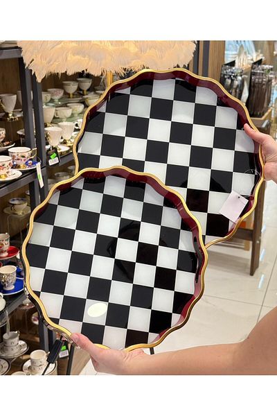 Onedekor 2Pcs Damas Luxury Tray
