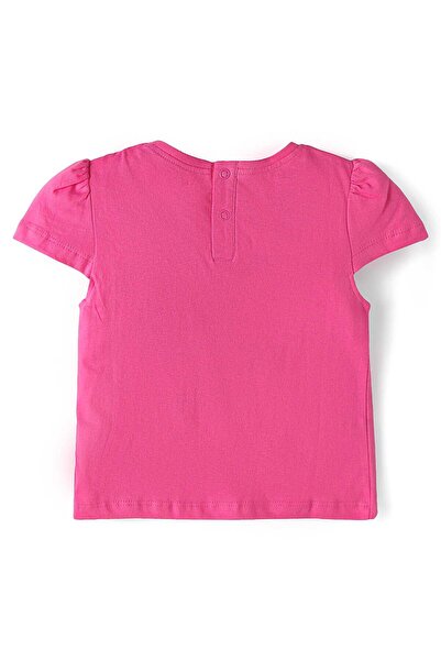 Babyhug Top & Skirt Set With Text & Floral Print - Dark Pink & Blue