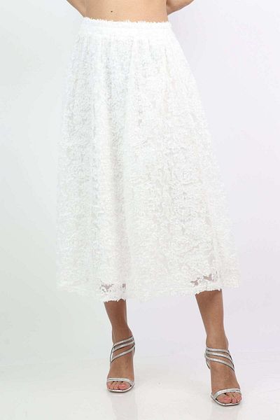 mica Embroidered Women's Midi Flared Skirt