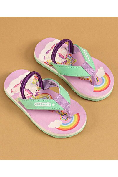 Cute Walk by Babyhug Cute Walk by Babyhug Flip Flops with Back Strap Closure & Unicorn Print - Pink