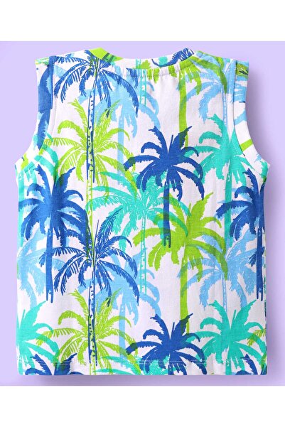 Babyhug Single Jersey Cotton Knit T-Shirt & Shorts Co-Ord Set With Beach Theme Print - Blue