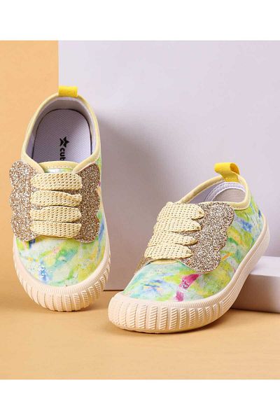 Cute Walk by Babyhug Cute Walk by Babyhug Slip On Casual Shoes with Marble Design & Glitter Detailing - Light Yellow