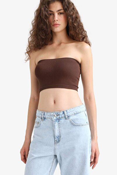 DeFacto Fitted Seamless Straplez Bluz F9409AX25HS
