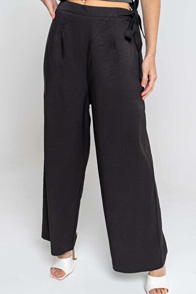 mica بنطلون نسائي طويل سادة برباط جانبي