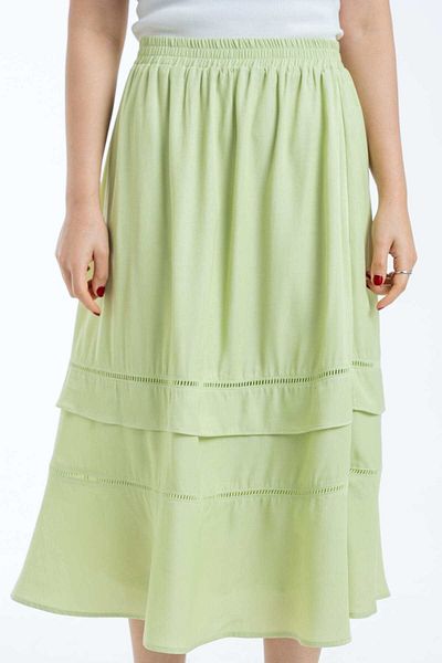 mica Women's Tiered Solid Skirt with High Waist