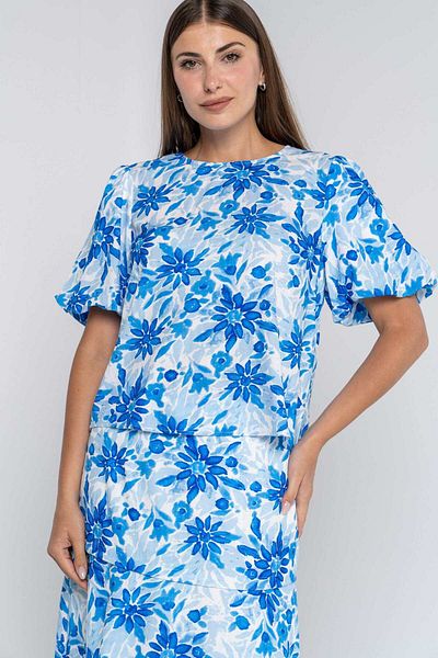 mica Plain Long Short Sleeve Blouse