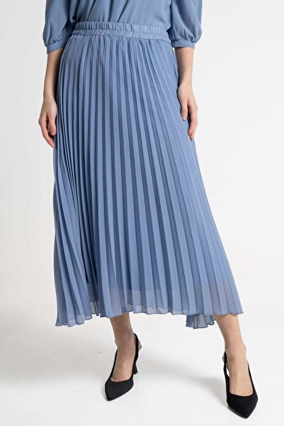 mica Women's Pleated Midi Skirt with Elastic Waist