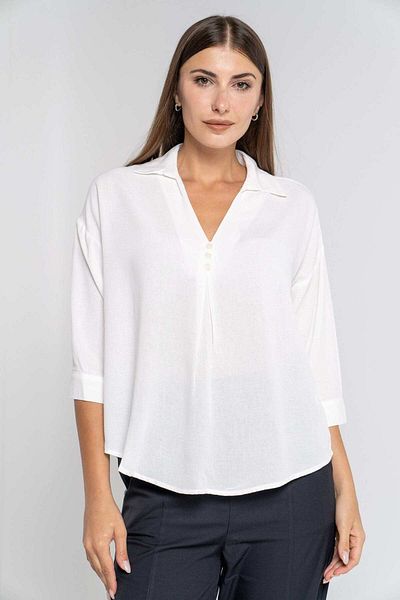 mica Women's Solid 3/4 Sleeve Blouse