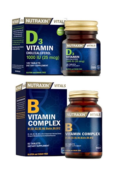 Nutraxin فيتامين د3 120 قرص + فيتامين ب 60 قرص - مكمل للفيتامينات والمعادن