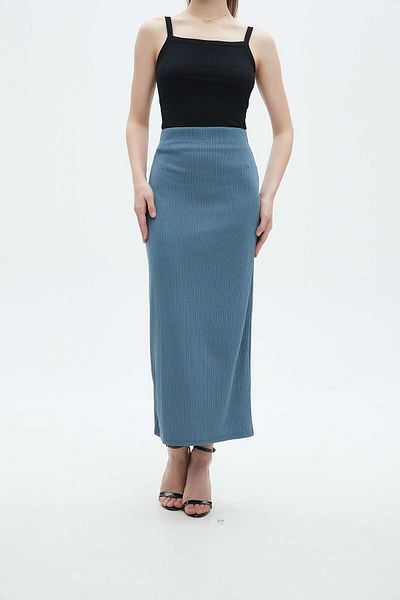 mica Solid Long Skirt with High Waist
