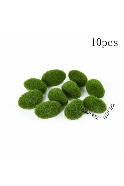 Choice 5x3cm 10Pcs Simulation Moss Stone Artificial Moss Rocks Ball Fake Green Plant for Home Garden Flower