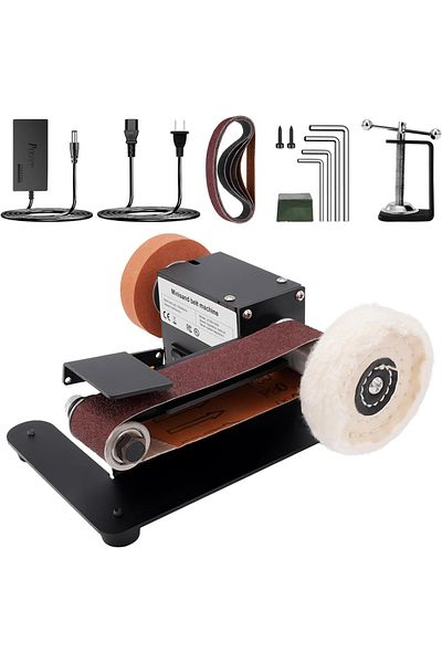 Choice EU PLUG Stand Belt Sander, 350W Stationary Grinder Adjustable Angle Micro Electric Belt Sander with