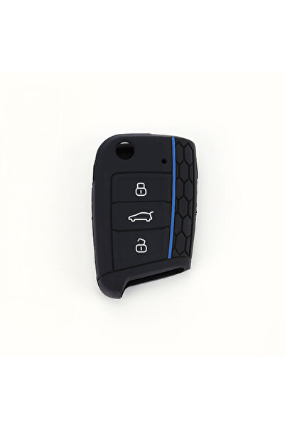Choice1 غطاء سيليكون أزرق لمفتاح السيارة لفولكس فاجن جولف 7 MK7 بثلاثة أزرار ...
