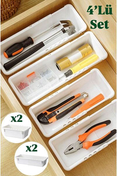 Bayev Flexi Set of 4 Expandable Drawer Organizer Organizer - Makeup Kitchen Jewelry Cabinet Organizer Set