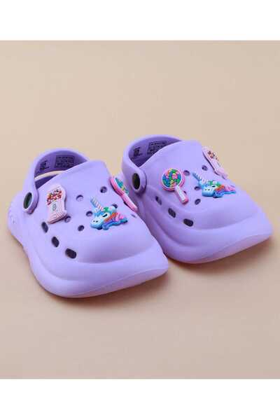 Cute Walk by Babyhug Clogs with Back Strap Closure & Unicorn Applique - Purple