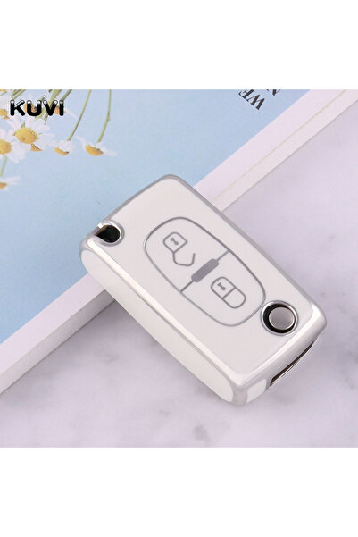 Choice1 2 button White New TPU Car Remote Key Case Cover Shell For Peugeot 10...