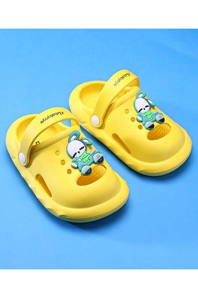 Babyoye Clogs with Backstrap Closure & Bunny Applique - Yellow