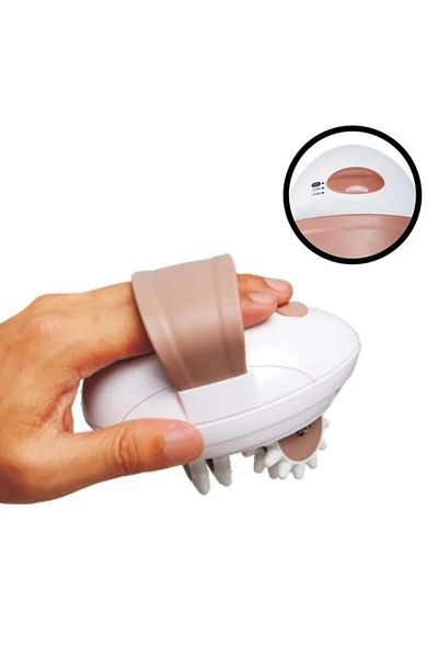 divendi-ro Aparat de masaj anticelulitic, 3 capete duble rotative, 2 viteze, 20x7x20 cm, alb/crem