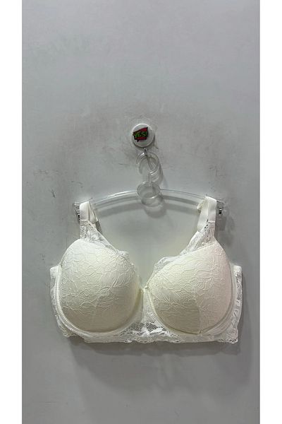 Orkide Women's Plus Size Underwire Lace Detailed Ecru Bra – 8150
