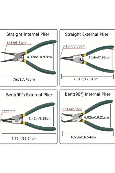 Choice مجموعة مكونة من 4 قطع من كماشة حلقية احترافية مقاس 7 بوصات متينة ذات ح...