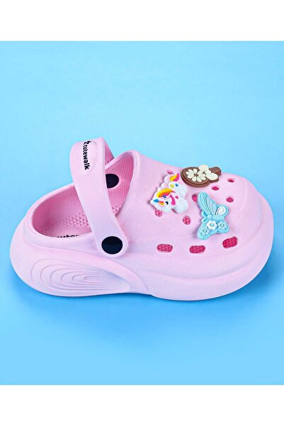 Cute Walk by Babyhug Back Strap Closure Clogs with Unicorn Floral & Butterfly Applique - Light Pink