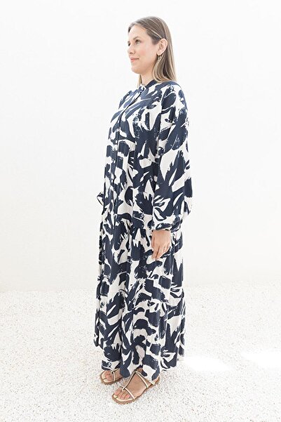 ALLDAY Indigo-Stone-Corded Patterned Dress