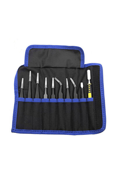 Binoax مجموعة مكونة من 10 قطع من ملاقط الفولاذ المقاوم للصدأ ESD الدقيقة المض...