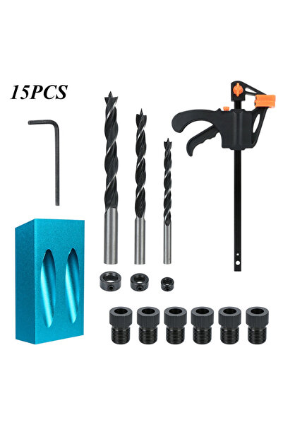 Choice1 15PCS 7/14/15Pcs 15 Degrees Pket Hole Jig Kit Woodworking Hole Drilli...