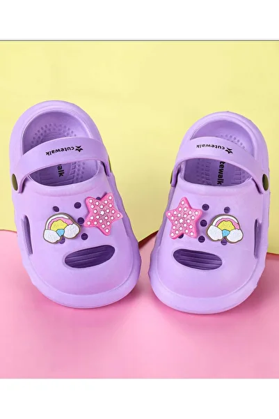Cute Walk by Babyhug Back Strap Closure Clogs with Star Applique - Purple