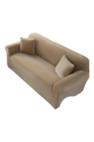 JOJO HOME Premium Velvet Cover for 2-Seater Sofa + Pillow Cover 130-180cm, Beige