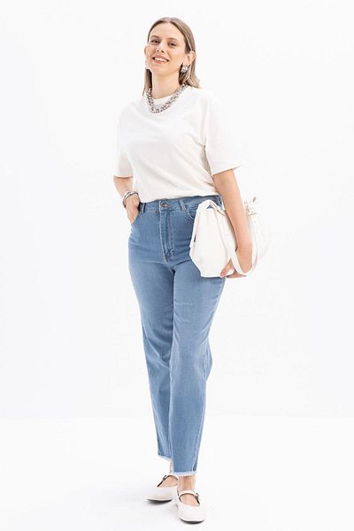 ALLDAY Pantaloni din denim albastru deschis-lcra cu picioare largi
