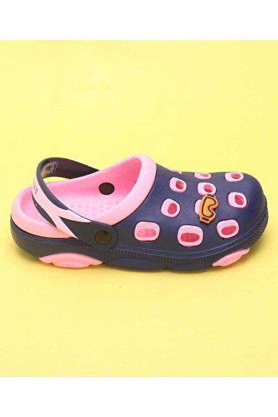 Pine kids Clogs with Back Strap Closure & Sunglasses Applique - Pink & Navy Blue