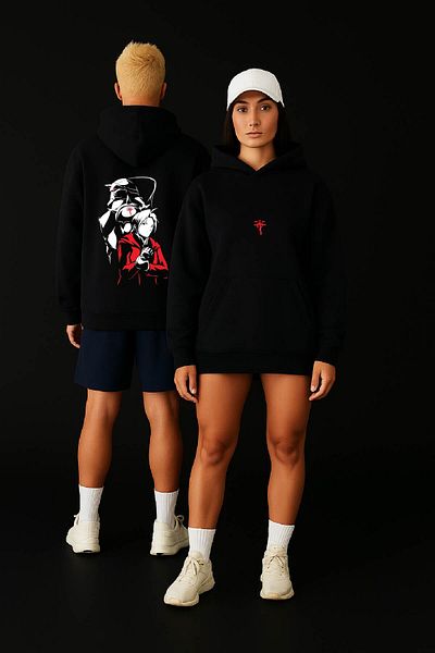 By Caspita Fashion Lenithra Fullmetal Alchemist Brotherhood Elric Back Printed Unisex Oversize Black Hoodie