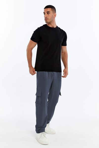 OXVİN Buzunar cargo din țesătură parașută oversize de vară pentru bărbați, pantaloni largi cu cleme pentru picioare