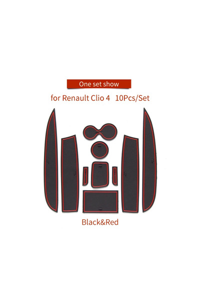 Choice NO CLIO4 RED 10PCS 10pcs for Renault Clio 4 Anti-Slip Gate Slot Cup Ma...
