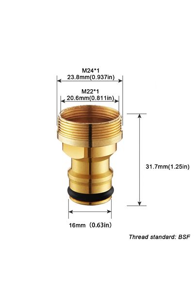 Choice 1PCS BSF Thread Hose Connectors- Brass Threaded Tap Connectors Adapters for Kitchen & Garden Fau...