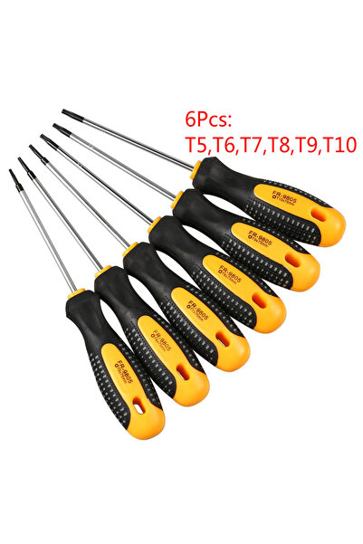 Choice1 مجموعة مفكات توركس للفتحات الأمنية من 6 قطع، مصنوعة من الكروم والفانا...