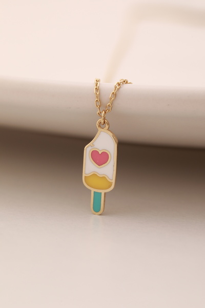 YAVUZ KUYUMCULUK 14 Ayar Altın Kalp Detay Dondurma Çocuk Kolyesi