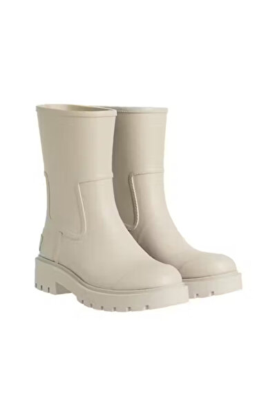 Calvin Klein Kadın Kalın Tabanlı Yanları Panelli Yağmur Botu - Krem