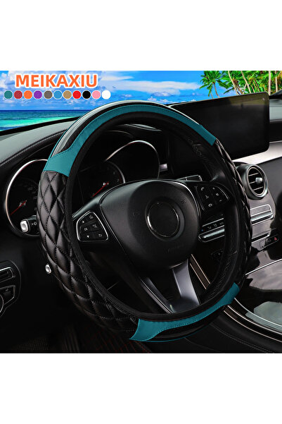 Choice غطاء عجلة القيادة الجديد للسيارة بلون أخضر داكن مائل للسواد، مزين بتطر...