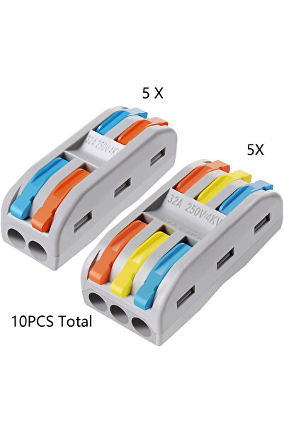 Choice 10 قطع من موصلات الأسلاك المدمجة ذات الموصل 2/3 المختلطة مع وصلة خطية ...