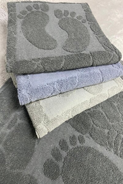Bonny Home 3 Pieces Stone Patterned 100% Cotton Foot Towel Set – Anthracite Gray Blue 3 Colors